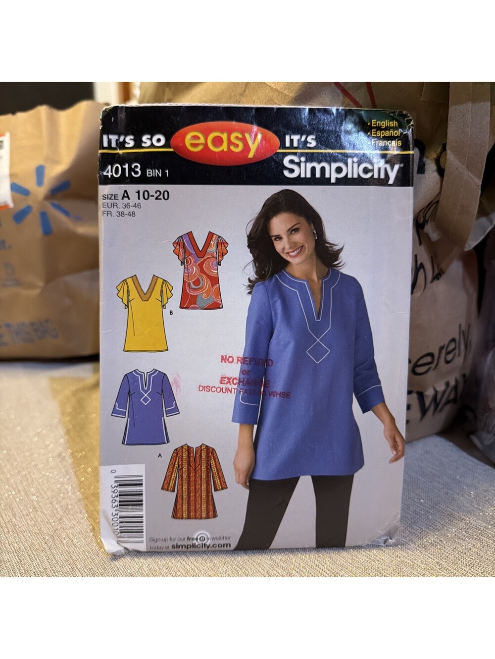 Simplicity 2000s Its So Easy Pattern 4013 Misses Tunic Size A 10-20